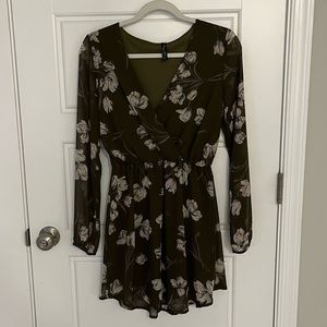 Final Touch Olive Green Floral Dress